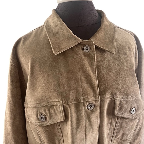 Eddie Bauer Loden Green Women’s Washable Suede Chore Jacket XXL Tall - Picture 3 of 7